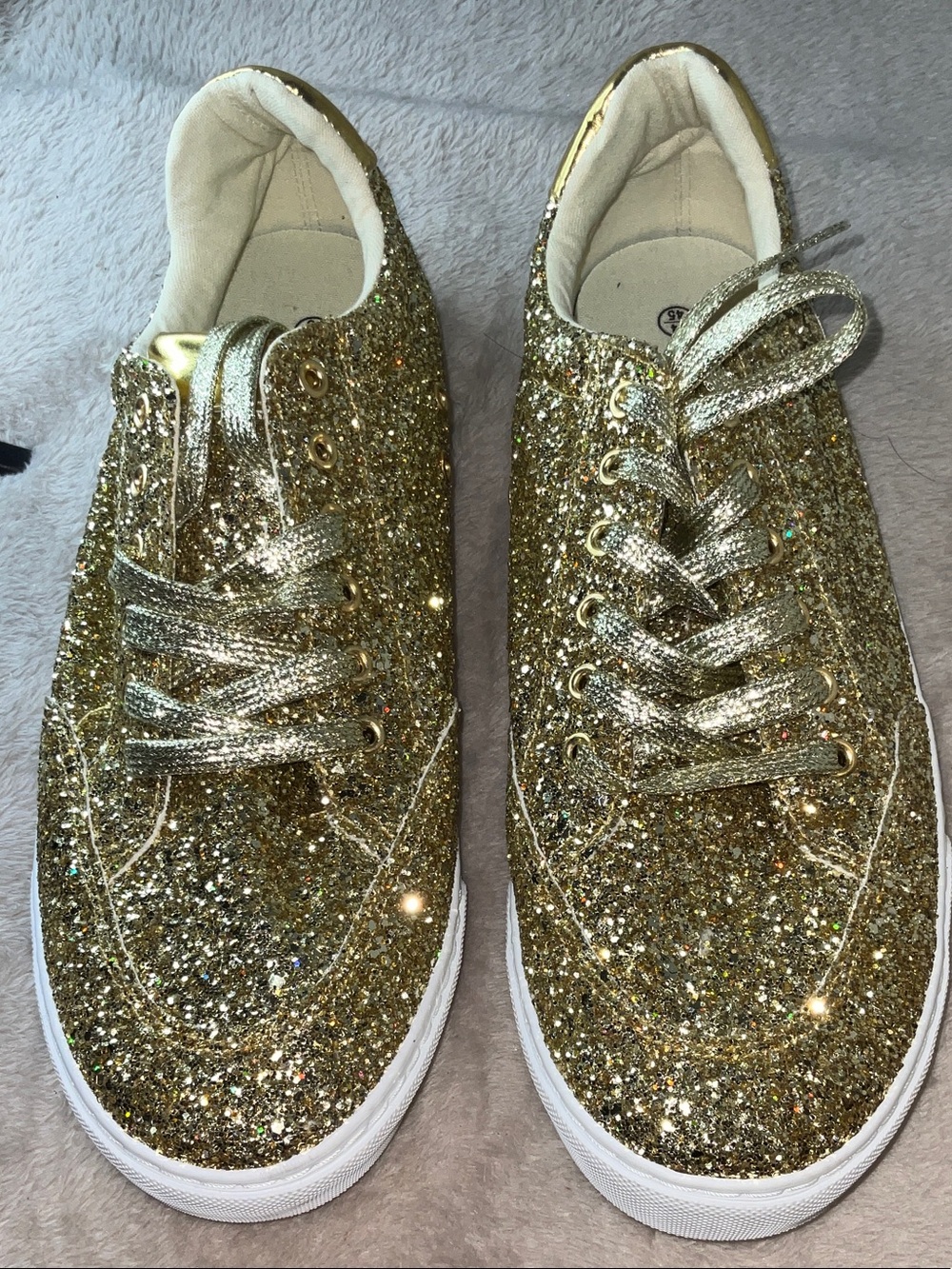 NWT/NIP  Gold Sequins Sneakers - Size 14